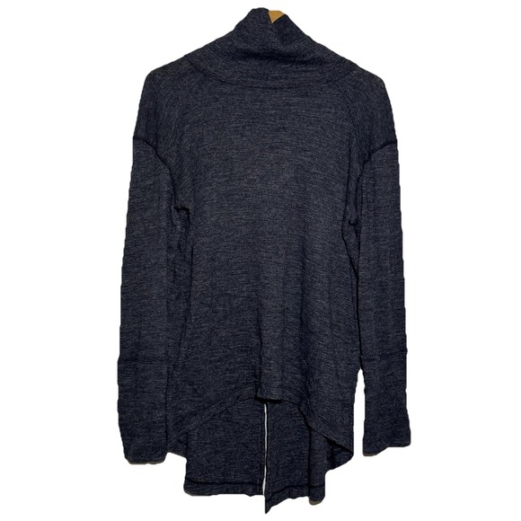 Free People Tops - Free People We The‎ Free Grey Mock Neck Split Back Large Long Sleeve Shirt Boho